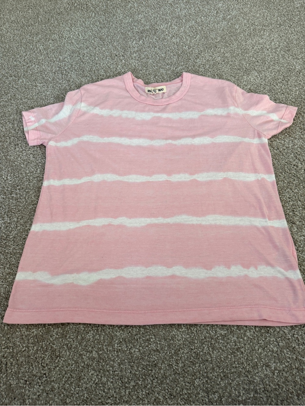 Rivet & Thread Oversized Pink & White Striped Crewneck Tee